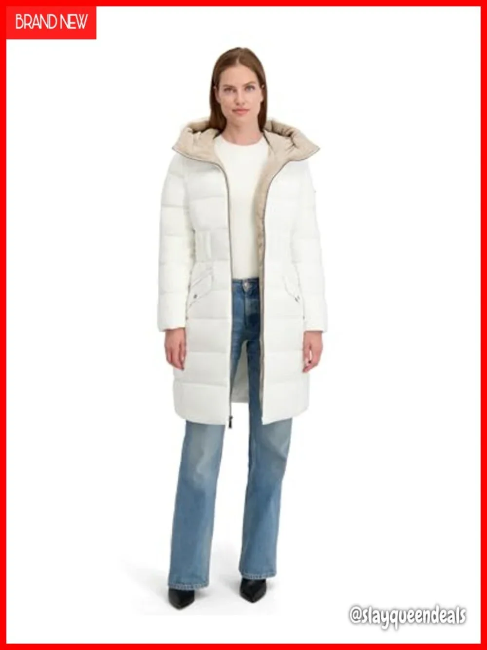 Faux Fur Lined Hood Fitted Puffer Coat Velvet Corduroy Waist Drawstring